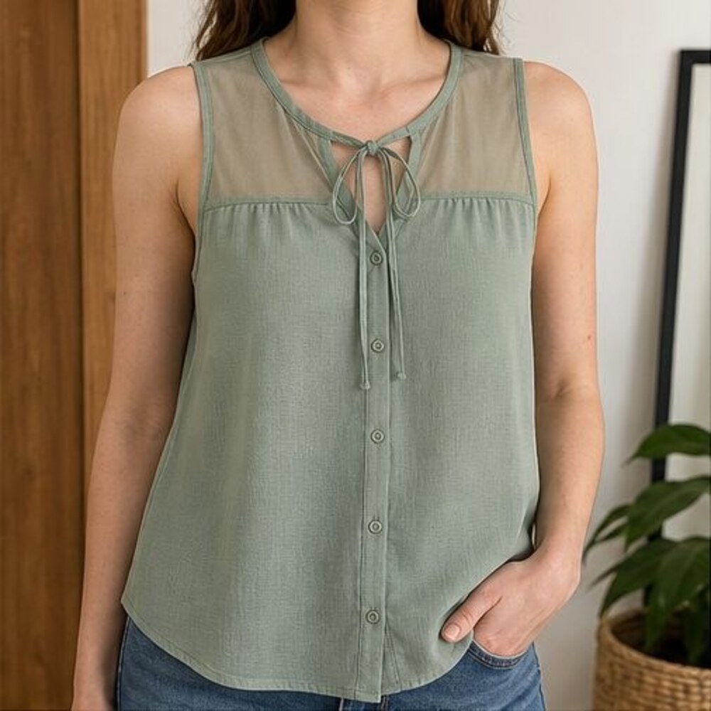 Sage Tie Neck Blouse - Picture 2 of 6